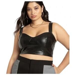 Eloquii crop faux top Womens 22/24 Black NEW
